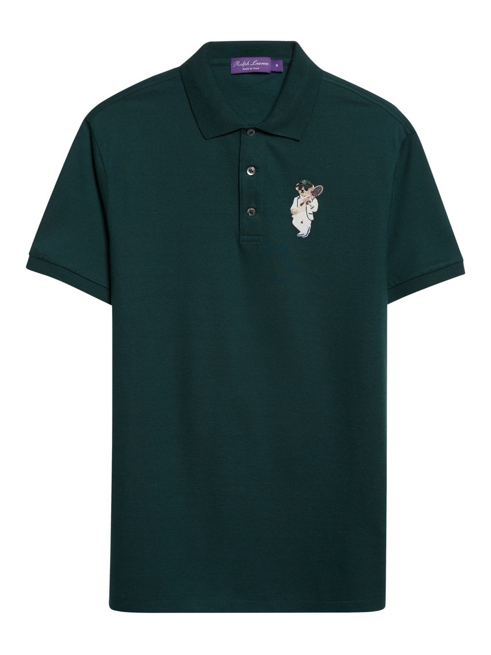 Ralph Lauren Embroidered Polo Bear Cotton & Cashmere Piqué Polo in Green
